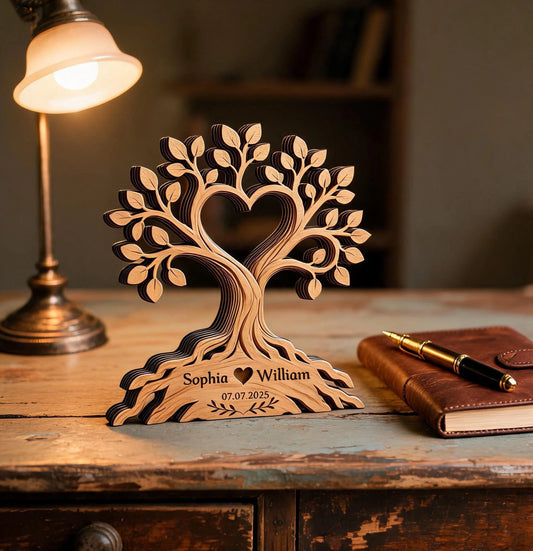 Custom Wooden Love Tree Decor - Personalized Couple Gift - A Lifetime Of Love