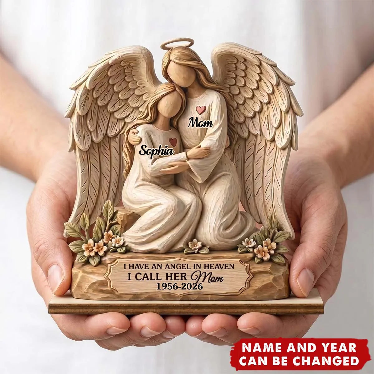 Custom Wooden Mom Memorial Plaque - Personalized Loss Of Mom Gift - I Have An Angel In Heaven