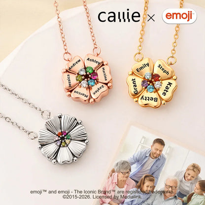 Custom Birthstone Flower Necklace - Personalized Names Gift For Mom - Forever Connected By Love