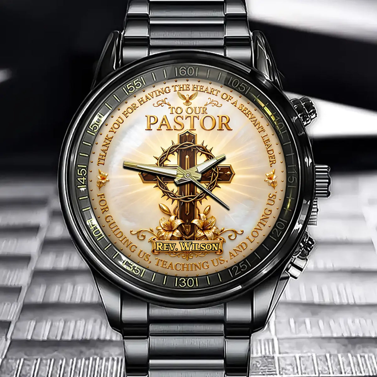Custom Religious Watch - Personalized To Our Pastor Appreciation Gift