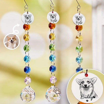 Custom Pet Photo Crystal Suncatcher - Personalized Pet Memorial Gifts For Dogs & Cats - Forever Loved Forever Missed