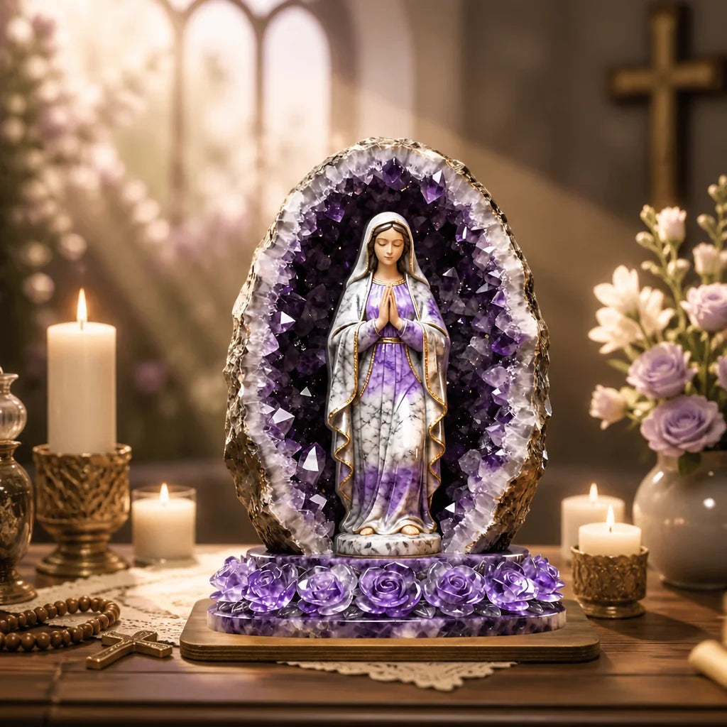 Custom Virgin Mary Wooden Plaque - Personalized Name Our Lady of Guadalupe Prayer Gift