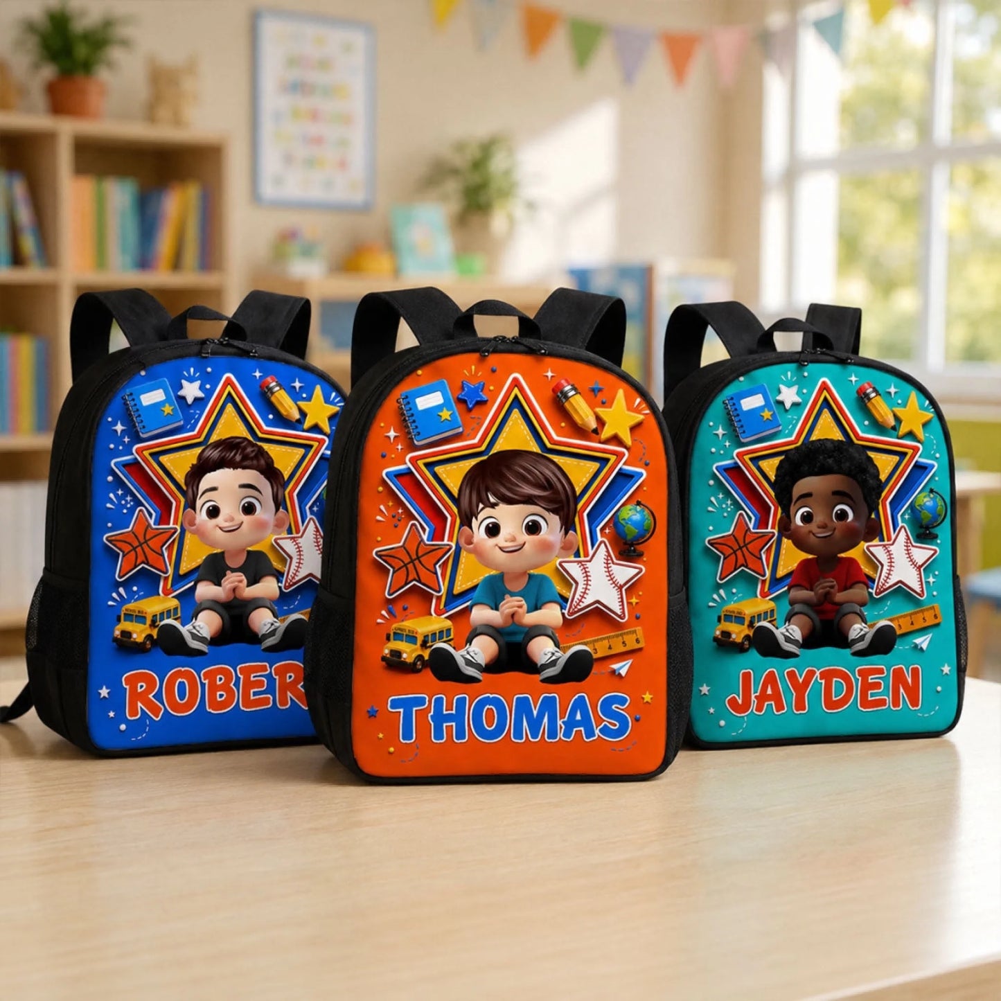 Cute Little Boy Custom Grade - Personalized Backpac