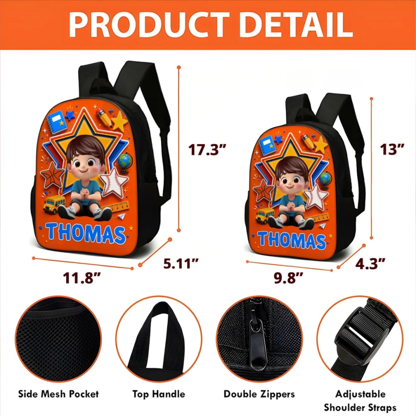 Cute Little Boy Custom Grade - Personalized Backpac (1)