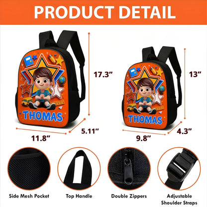 Cute Little Boy Custom Grade - Personalized Backpac (1)