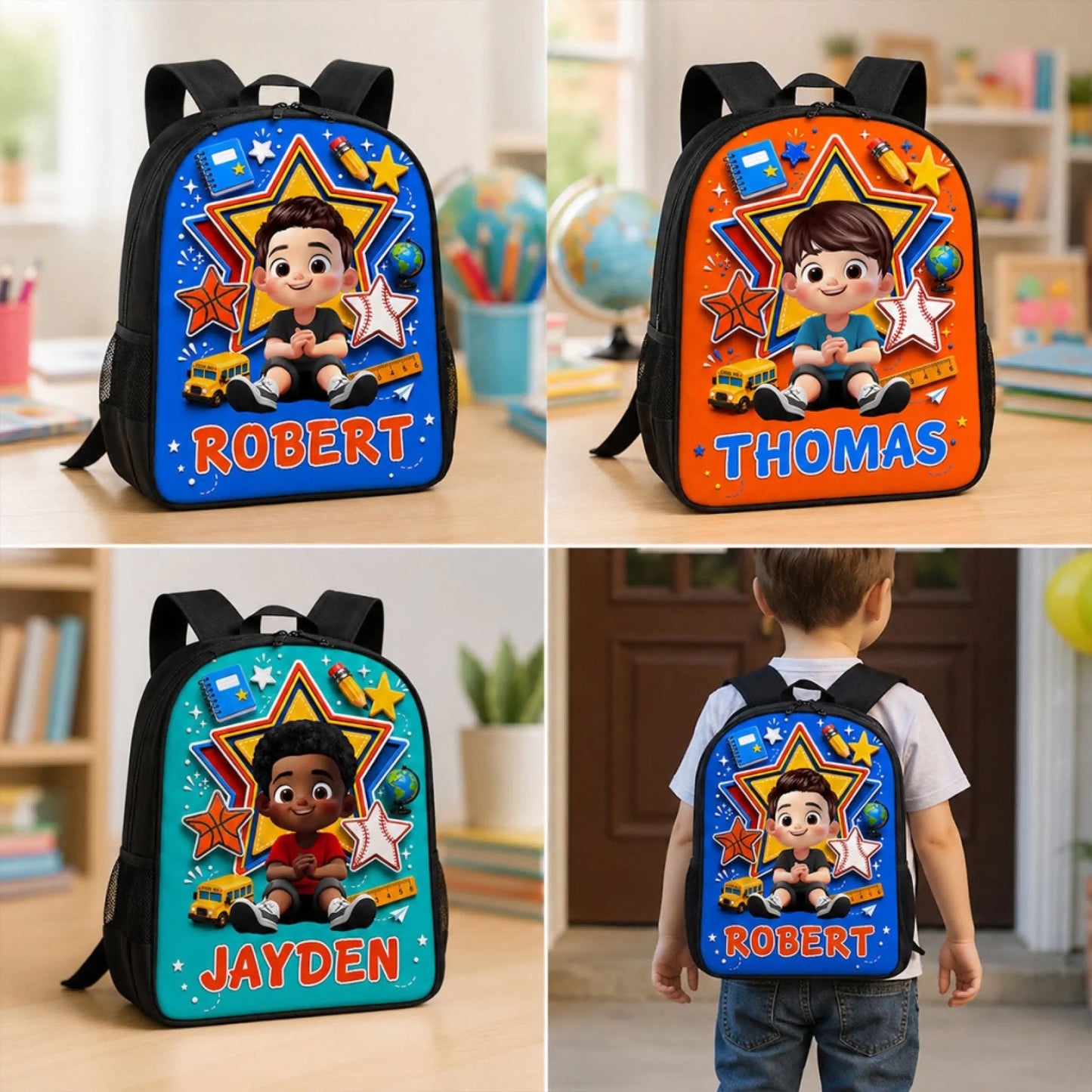 Cute Little Boy Custom Grade - Personalized Backpac (8)