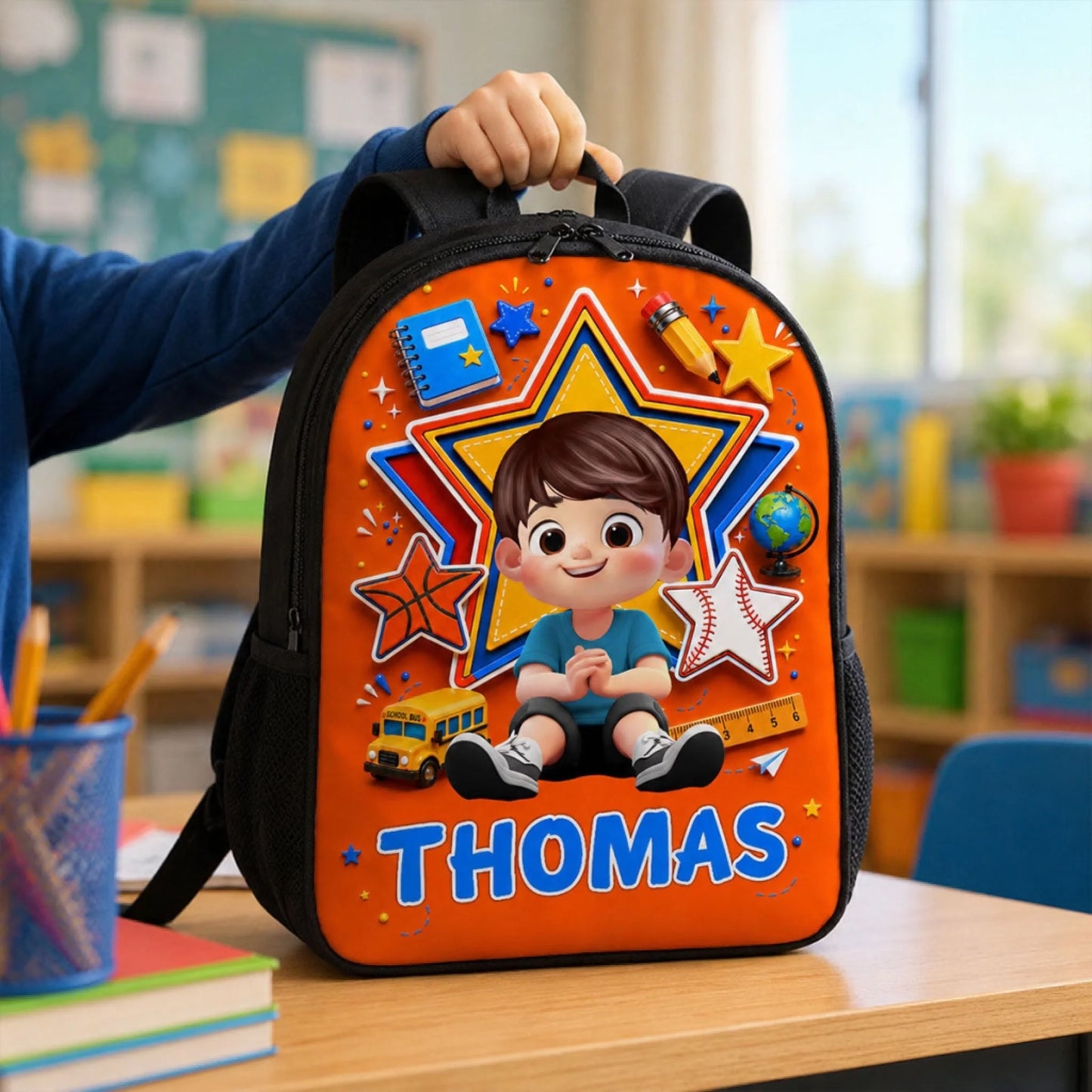 Cute Little Boy Custom Grade - Personalized Backpac (7)