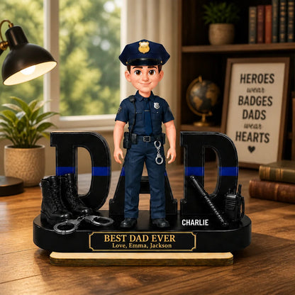 Custom Police Officer Wooden Plaque - Personalized Gifts For Dad & Law Enforcement Officers - Proud To Serve