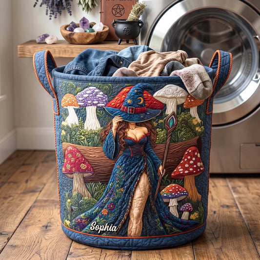 Custom Mushroom Witch Laundry Basket - Personalized Gifts For Witches & Cottagecore Lovers - Magic Grows Here