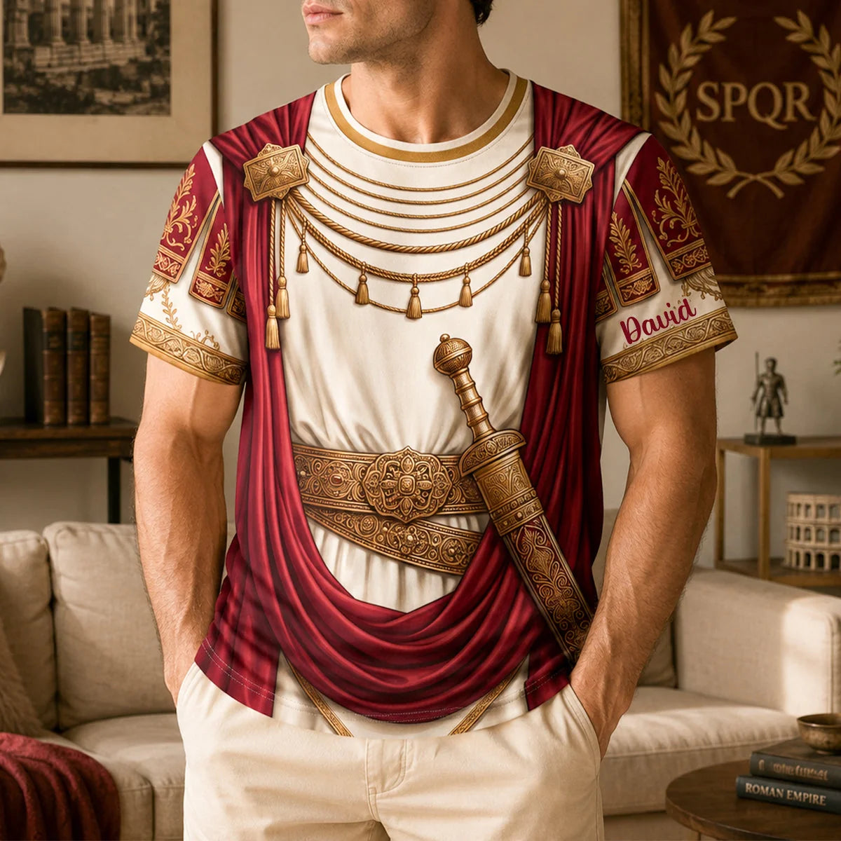 Custom Roman Warrior T-Shirt - Personalized Birthday Gifts For Men - Strength Of The Empire