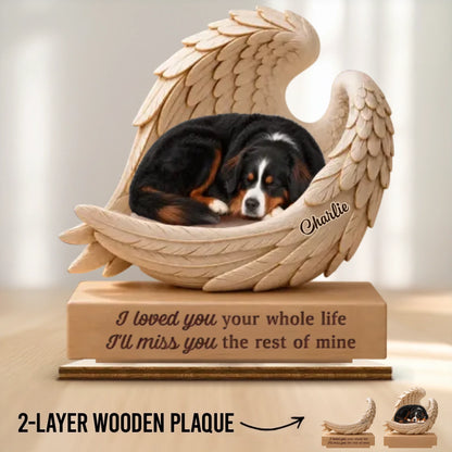 Custom Photo 2-Layered Wooden Plaque - Personalized Pet Christmas Memorial Sympathy Gifts For Dogs, Cats - Forever Chasing Rainbows