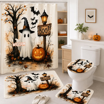 Custom Halloween Bathroom Set - Personalized Spooky Bathroom Decor - A Little Boo For Your Loo