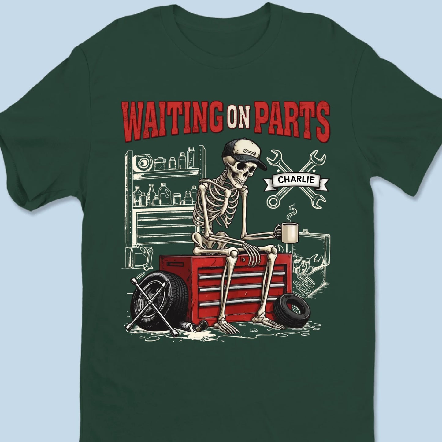 Custom T-shirt, Hoodie - Personalized Birthday Gifts For Husband, Son, Grandson, Brother, Grandpa, Dad, Yourself, Mechanic - Still Waiting For My Parts