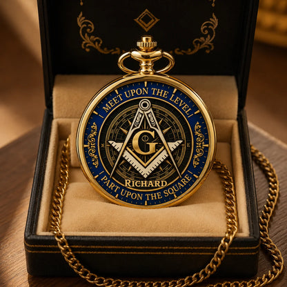 Custom Masonic Pocket Watch - Personalized Freemason Gifts For Lodge Brothers, Dad & Husband - Time Honored Brotherhood