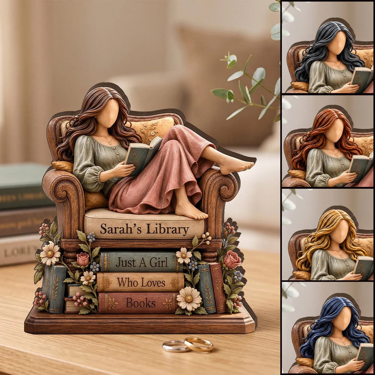 Custom Wooden Book Lover Plaque - Personalized Gifts For Readers & Bookworms - Welcome To My Little Library