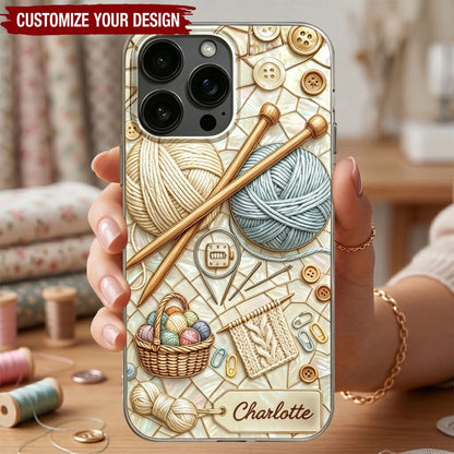 Soft Crochet Knit Phone Case with Custom Name__yyth