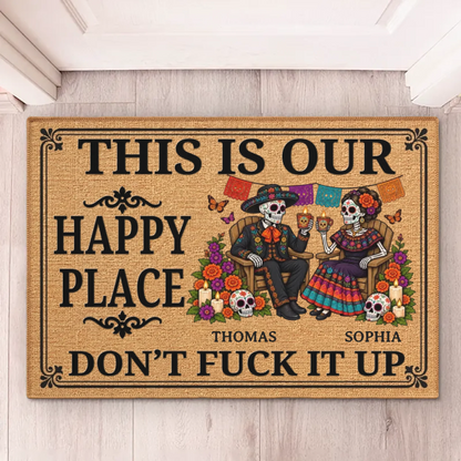 Custom Day Of The Dead Home Decor Decorative Mat - Personalized  Anniversary Wedding Gifts For Husband And Wife, Him And Her - Love You To Death