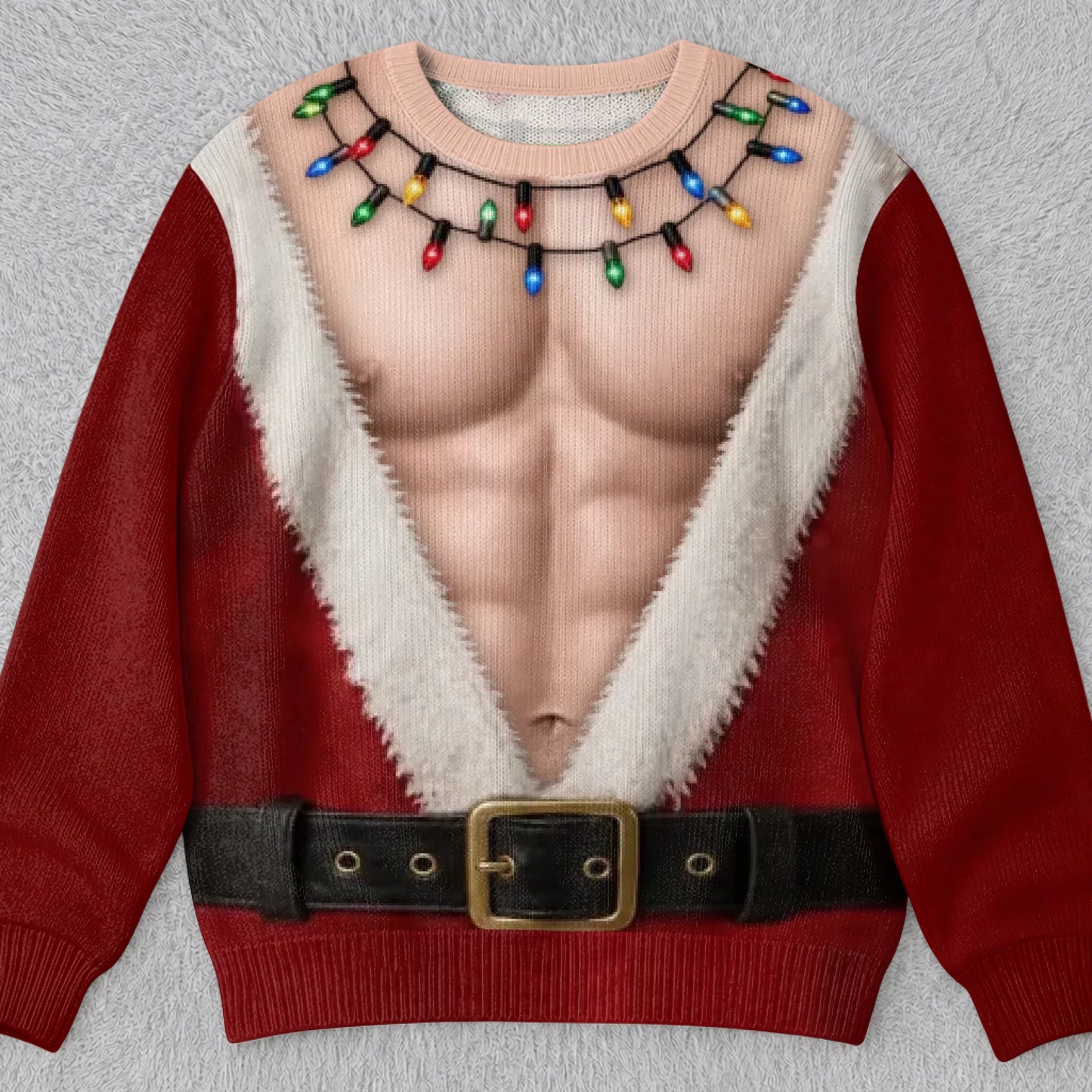 Custom Funny Ugly Sweatshirt - Personalized Christmas Birthday Gifts For Husband, Son, Grandson, Brother, Grandpa, Dad, Yourself - Santa Abs On Full Display Today