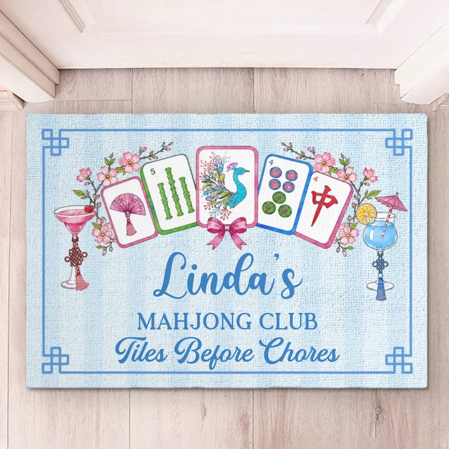 Custom Mahjong Home Decor Decorative Mat - Personalized Gifts For Mahjong Players, Granddaughter, Grandma, Mom, Wife, Daughter, Besties, Sisters, Yourself - Play Tiles, Forget Chores