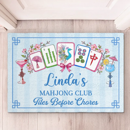 Custom Mahjong Home Decor Decorative Mat - Personalized Gifts For Mahjong Players, Granddaughter, Grandma, Mom, Wife, Daughter, Besties, Sisters, Yourself - Play Tiles, Forget Chores