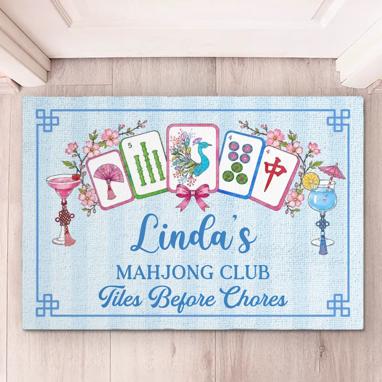 Custom Mahjong Home Decor Decorative Mat - Personalized Gifts For Mahjong Players, Granddaughter, Grandma, Mom, Wife, Daughter, Besties, Sisters, Yourself - Play Tiles, Forget Chores
