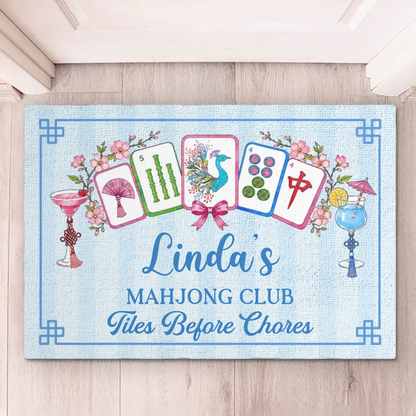 Custom Mahjong Home Decor Decorative Mat - Personalized Gifts For Mahjong Players, Granddaughter, Grandma, Mom, Wife, Daughter, Besties, Sisters, Yourself - Play Tiles, Forget Chores