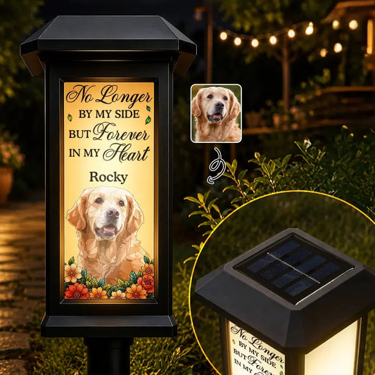 Custom Photo Pet Memorial Solar Light - Personalized Sympathy Gifts For Pet Loss - Forever In My Heart