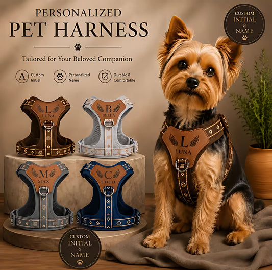 Custom Pet Harness - Personalized Name & Initial Pet Accessories - Made For Your Best Friend