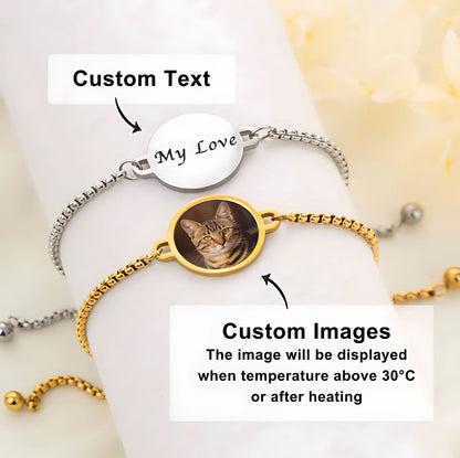 Custom Hidden Photo Bracelet - Personalized Gifts For Couples & Loved Ones - A Memory Revealed By Warmth