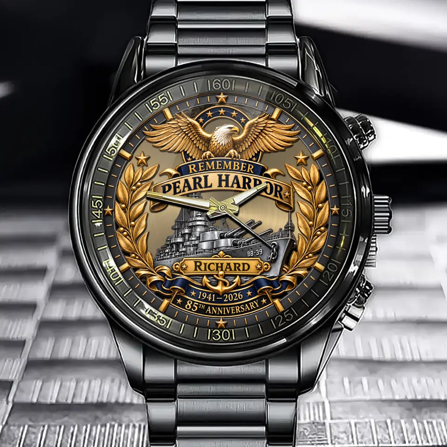 Personalized Remember Pearl Harbor Watch – 85 Years of Remembrance 1941–2026