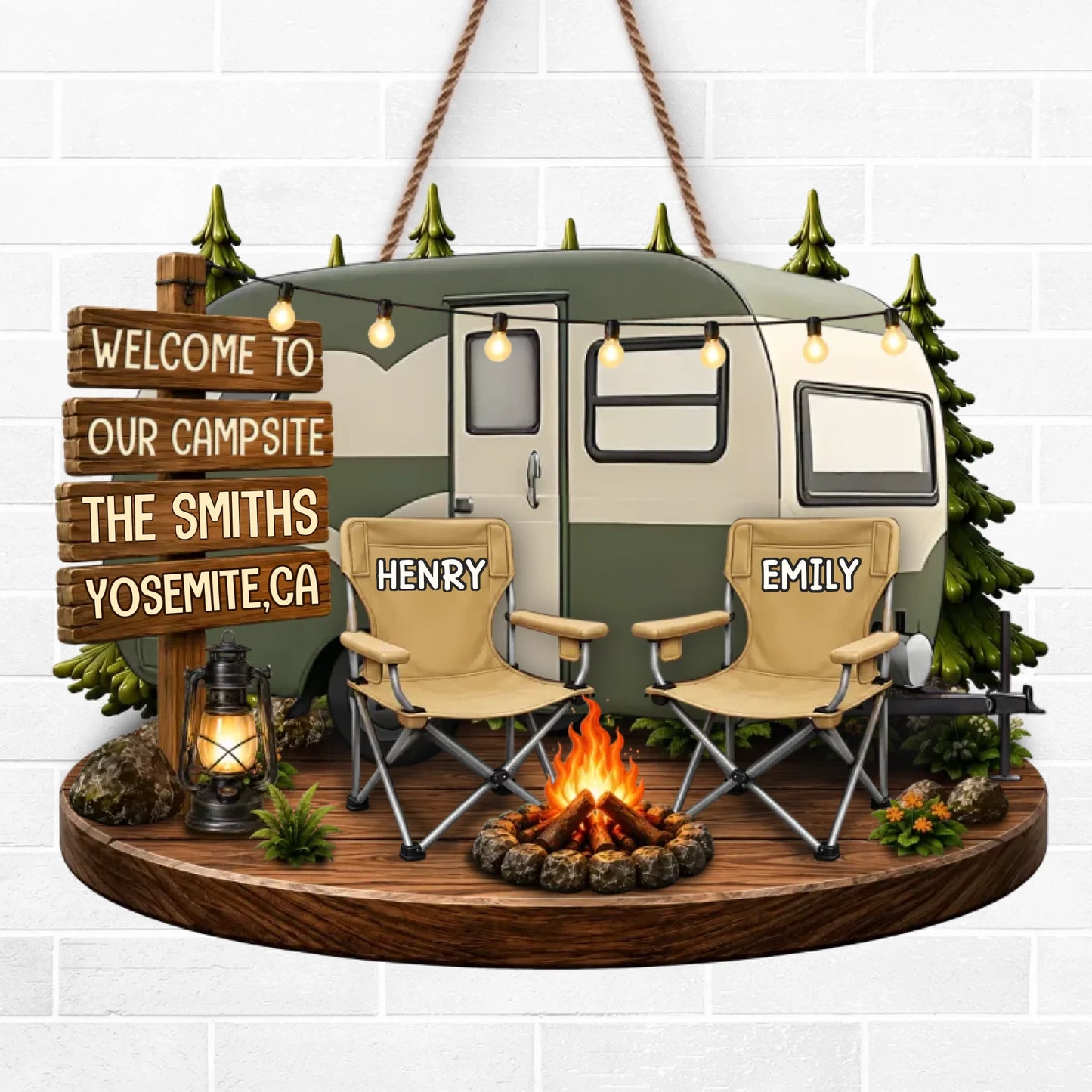 Custom Wood Sign - Personalized Birthday Camping Gifts For Campers, Mom, Dad, Brother, Sister - Welcome To Our Campsite
