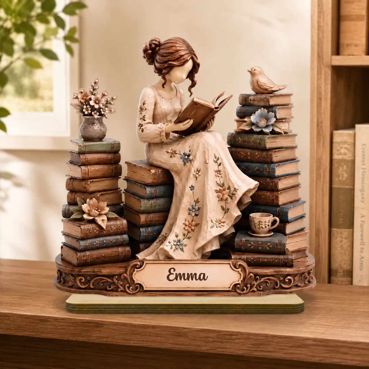 Custom Reading Girl Wooden Ornament - Personalized Gifts For Book Lovers - Plot Twist: I Bought More Books