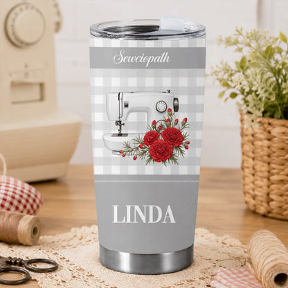 Custom Sewing Tumbler - Personalized Gifts For Sewing Lovers - Sewing Is My Therapy