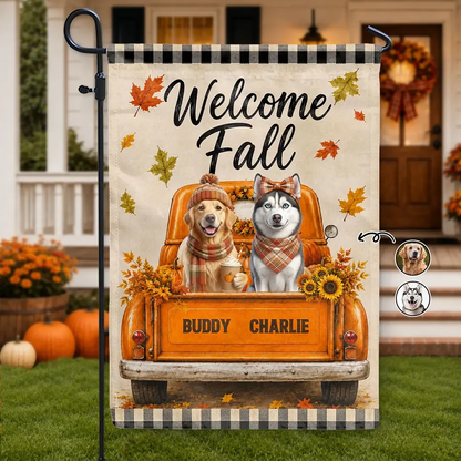 Custom Pumpkin Truck Garden Flag - Personalized Fall Home Decor - Autumn Has Arrived