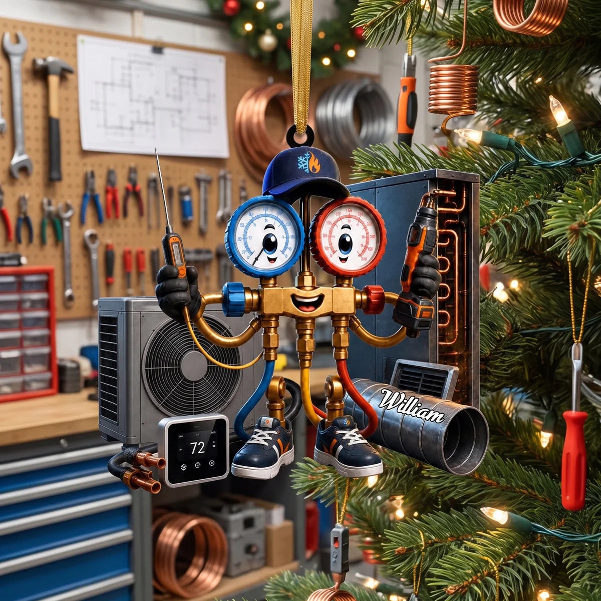 Custom HVAC Technician Acrylic Ornament - Personalized Gifts For Heating & Cooling Pros - Keeping Comfort Running