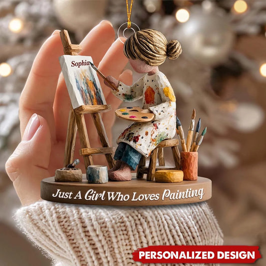 Custom Artist Acrylic Ornament - Personalized Gifts For Painting Lovers - Just A Girl Who Loves Painting