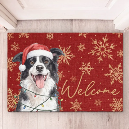 Custom Photo Home Decor Decorative Mat - Personalized  Christmas Birthday Gifts For Dog Cat Lovers, Dog Dad And Mom, Cat Owners - Paws And Holiday Cheer