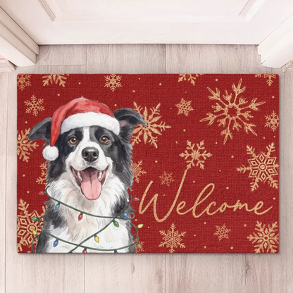 Custom Photo Home Decor Decorative Mat - Personalized  Christmas Birthday Gifts For Dog Cat Lovers, Dog Dad And Mom, Cat Owners - Paws And Holiday Cheer