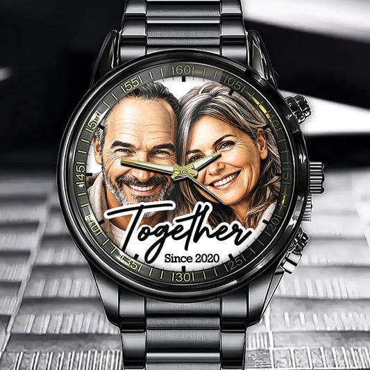 Custom Couple Photo Watch - Personalized Anniversary Gifts For Husband - Together Forever