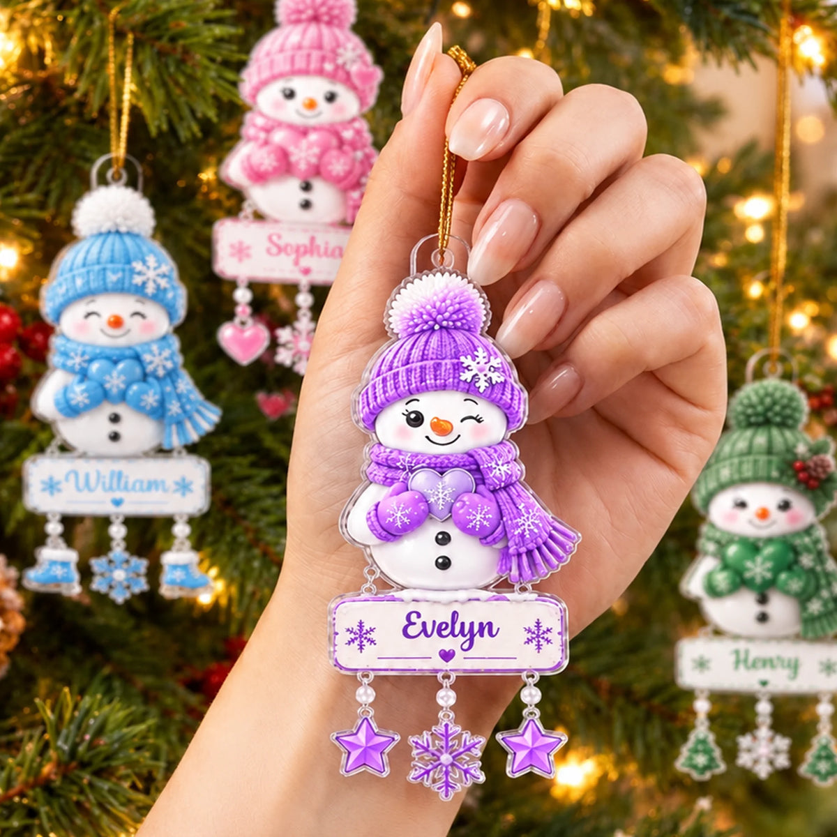 Custom Snowman Acrylic Ornament - Personalized Name Gift For Kids & Family - Snow Much Holiday Joy