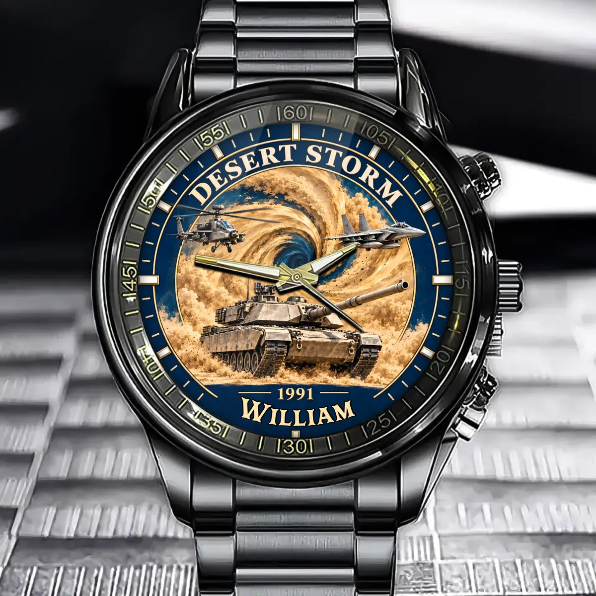 Custom Desert Storm Veteran Watch - Personalized Name 1991 Gulf War Gift
