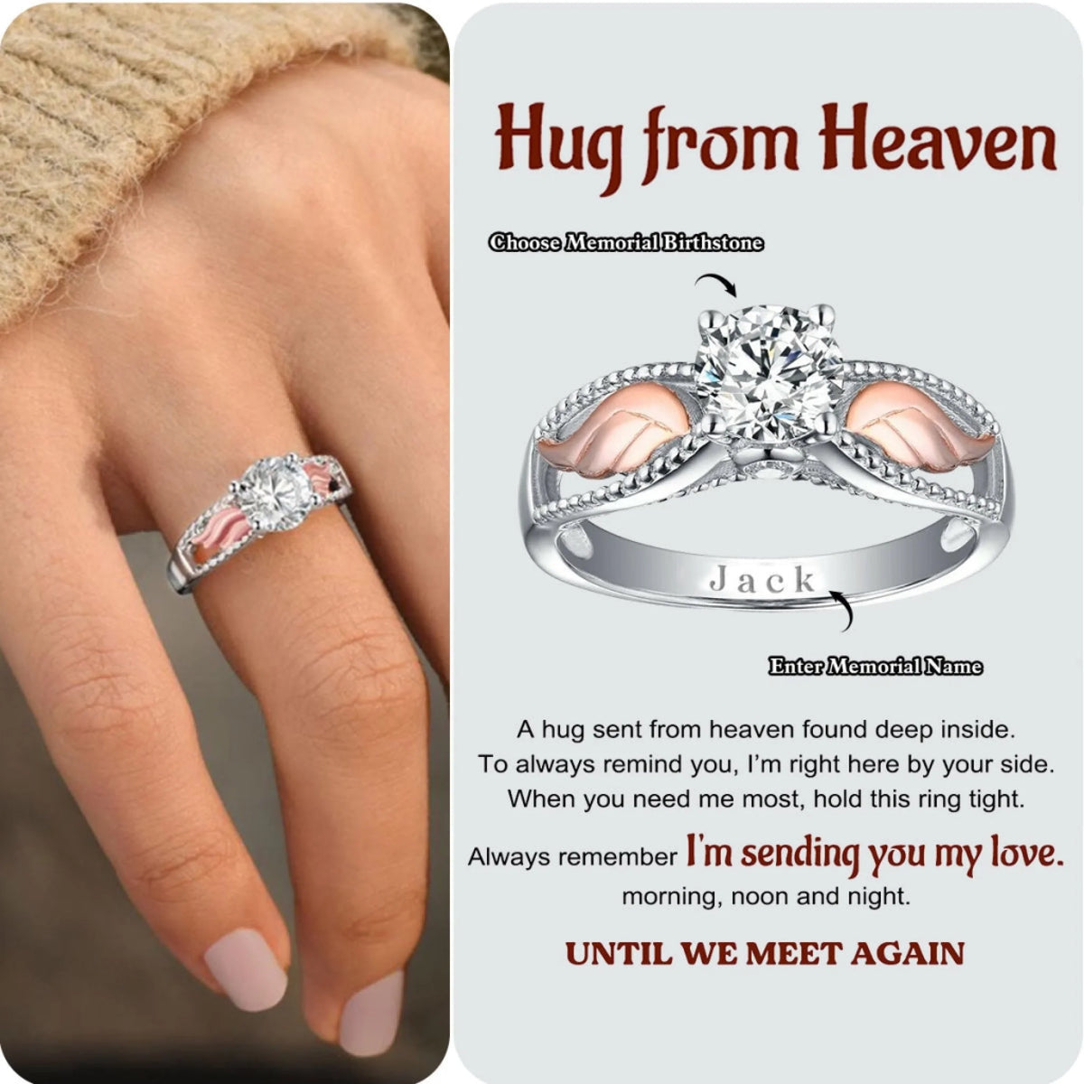 Personalized Hug From Heaven Memorial Angel Wings R (2)