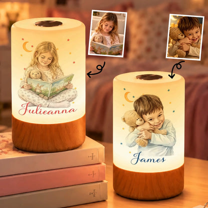 Custom Kids Night Light - Personalized Watercolor Photo & Name Gift - Sweet Dreams Under The Stars