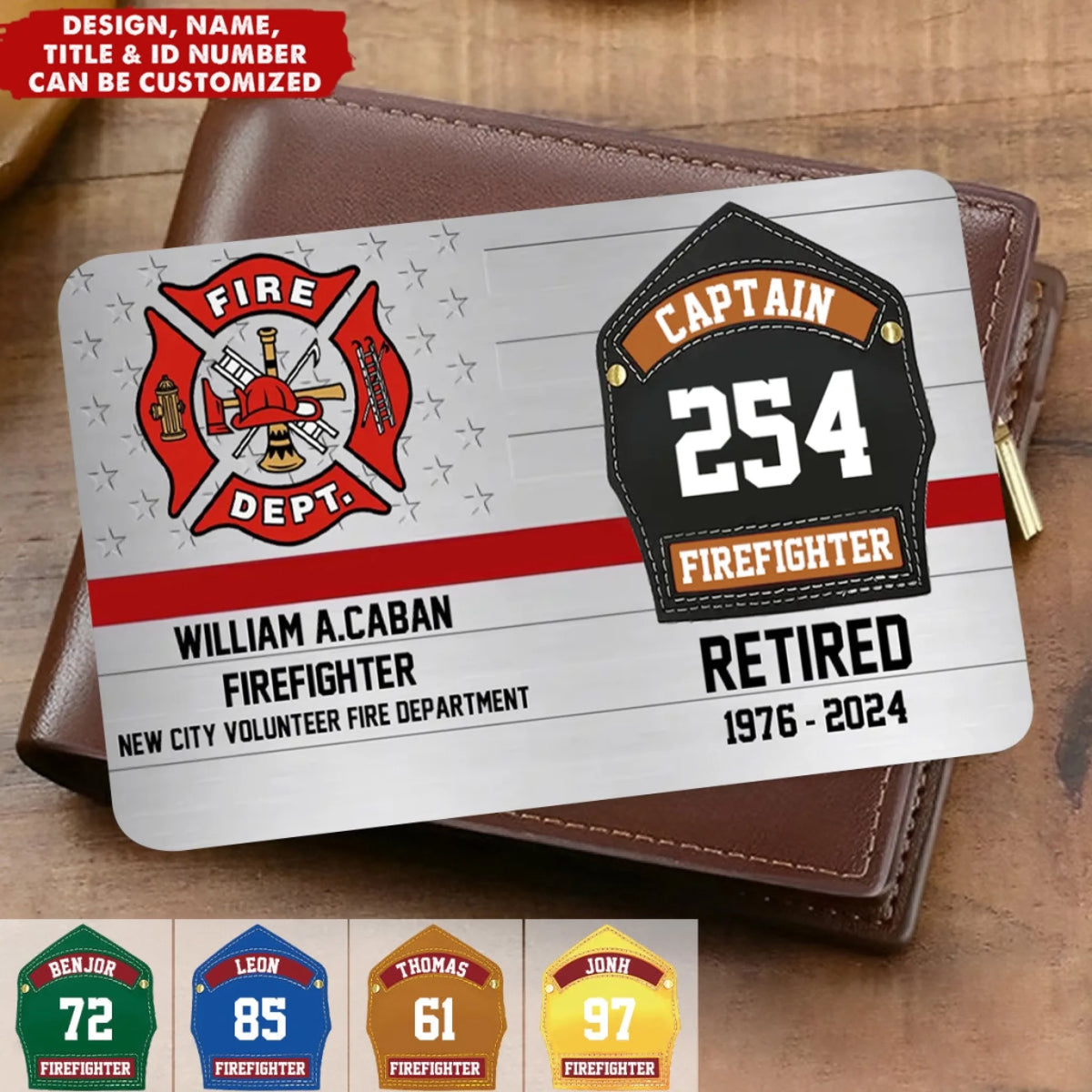 Firefighter Helmet Shield Custom Name Metal Wallet (1)