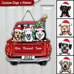 Personalized Christmas Truck Gift for dog lovers Shape Wooden Sign