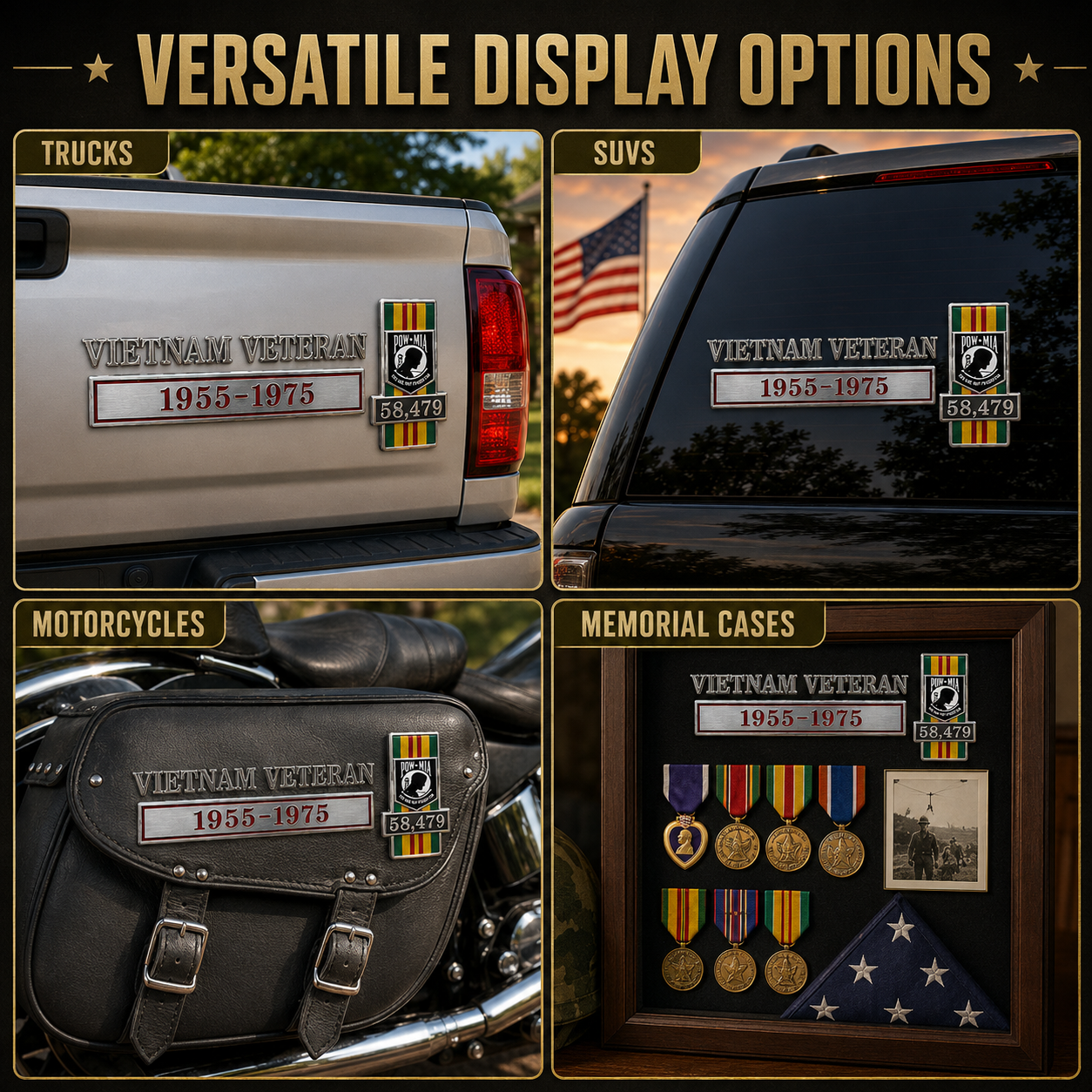 49% OFF🔥 Patriotic Service Car Emblem - 3D Metal Badge Decal For Veterans, First Responders & Retired Heroes
