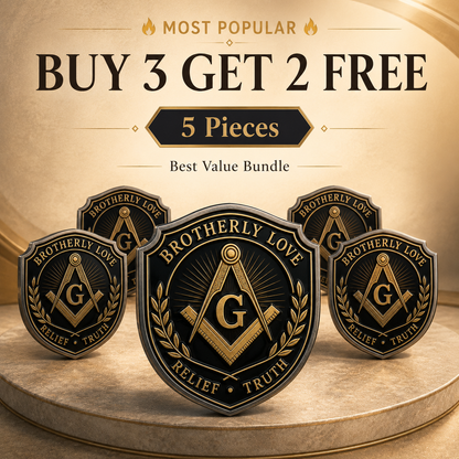 Freemason Metal Car Emblem – Brotherhood, Relief & Truth Masonic Badge for Cars, Trucks & Toolboxes