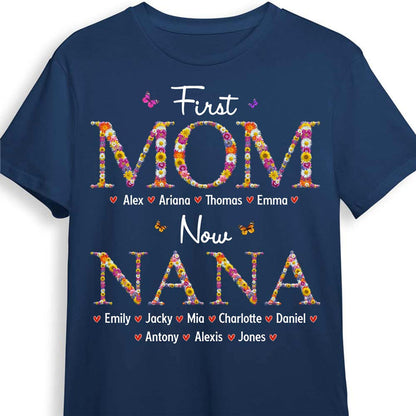 Cadeau personnalisé pour Nana, première maman, maintenant grand-mère, motif floral, t-shirt - sweat à capuche - sweat-shirt