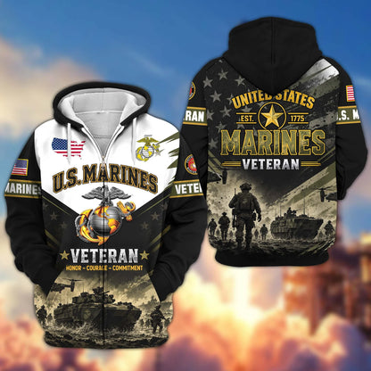 Premium US Veterans Zip Up Hoodie CPHN160912, Gifts For US Veterans, Gifts For Veterans Day.