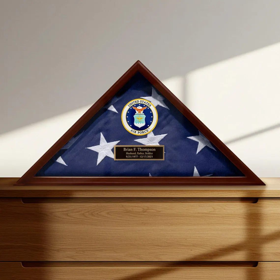 Personalized Army Flag Display Case - US Military Retirement & Burial Flag Case